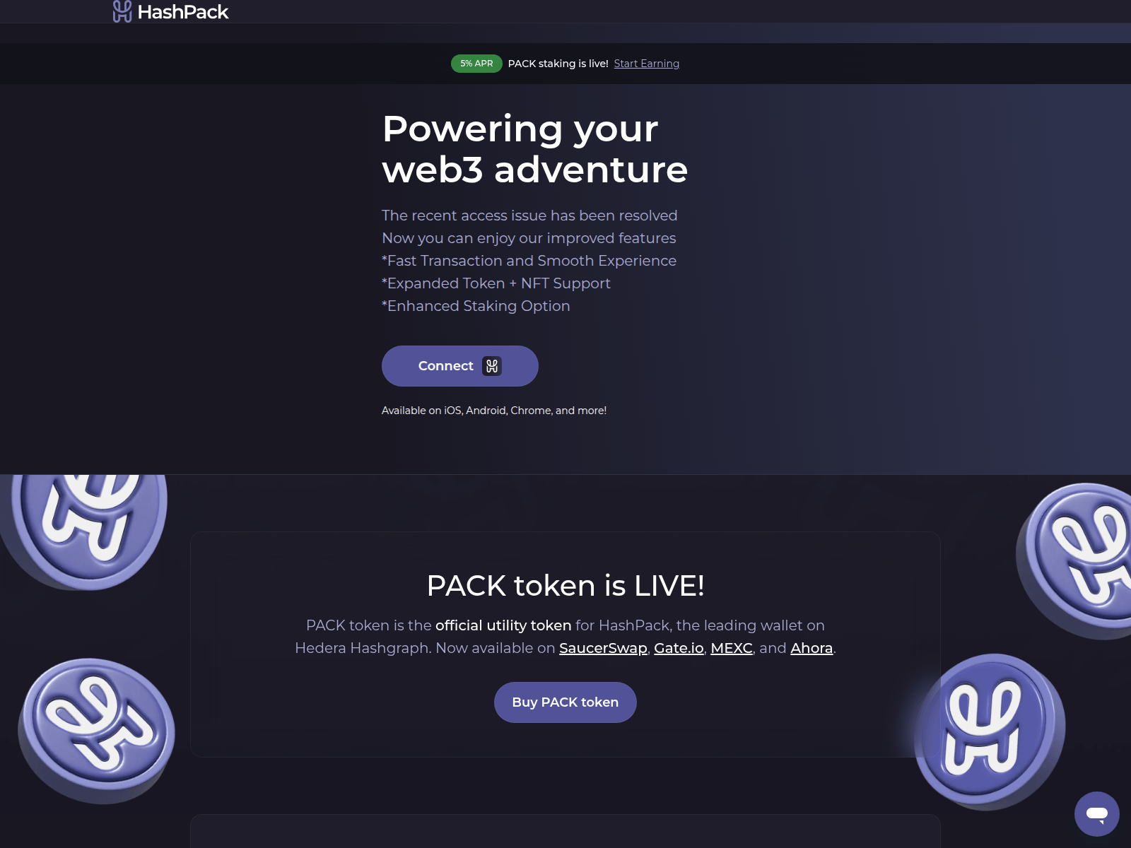 Screenshot of hashpack-wallet.pages.dev