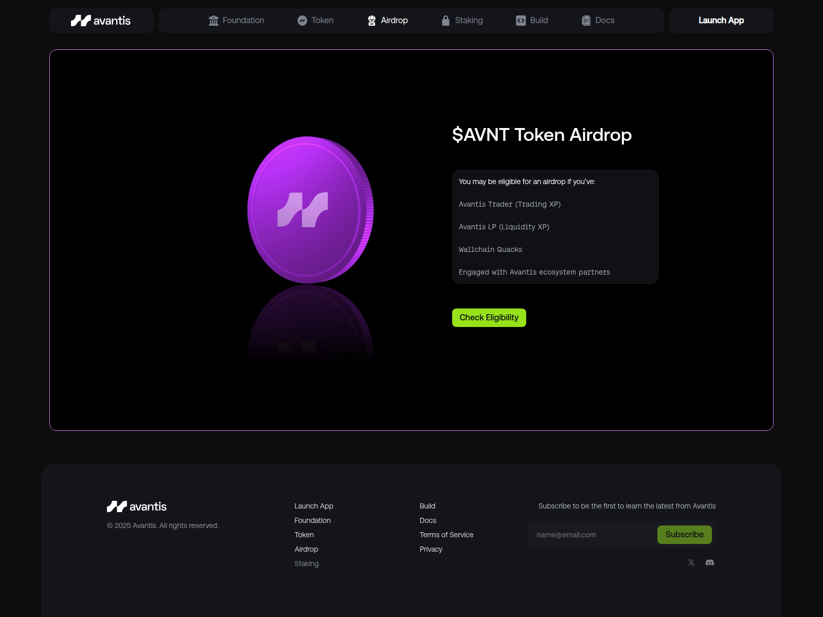 Screenshot of foundation.avantisfi.run