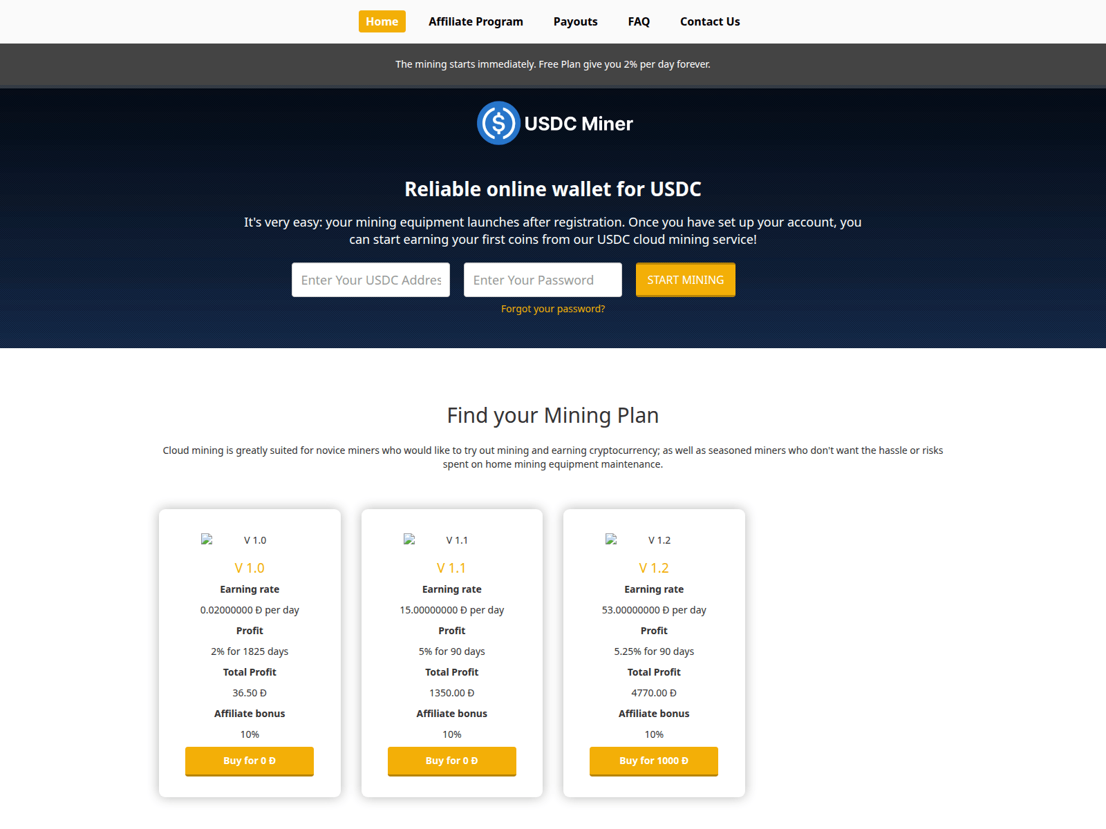 Screenshot of usdc.zminer.site