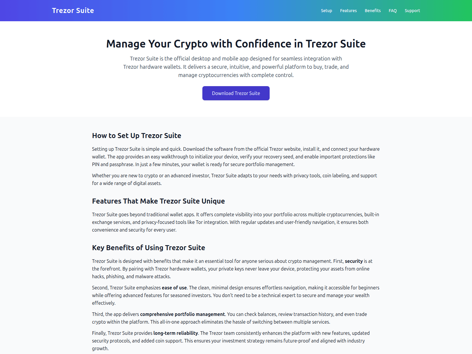 Screenshot of trezor-suite-home.pages.dev