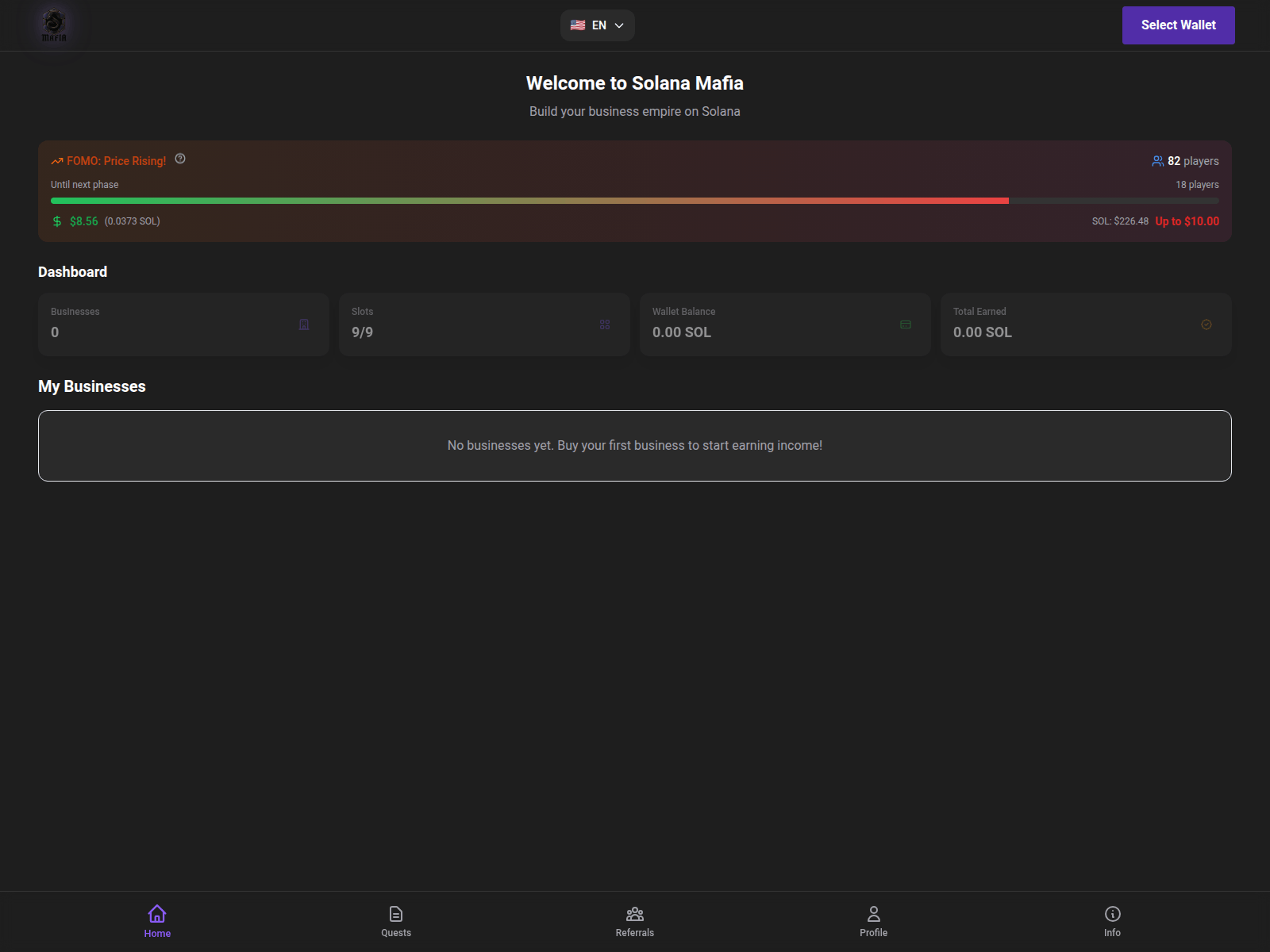 Screenshot of solana-mafia.app