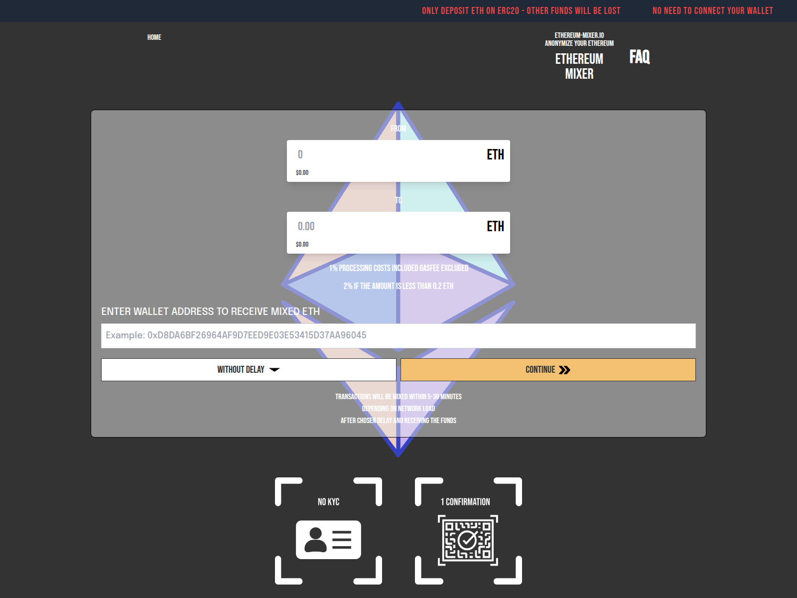 Screenshot of ethereum-mixer.io