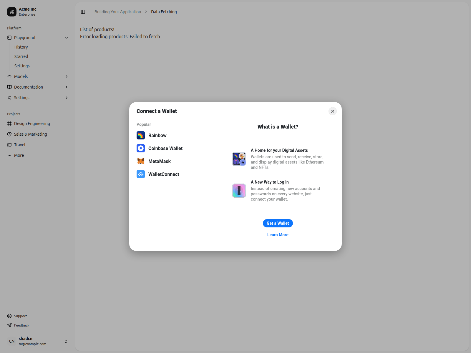 Screenshot of hackathon-dapp-template.thedanielmark.app