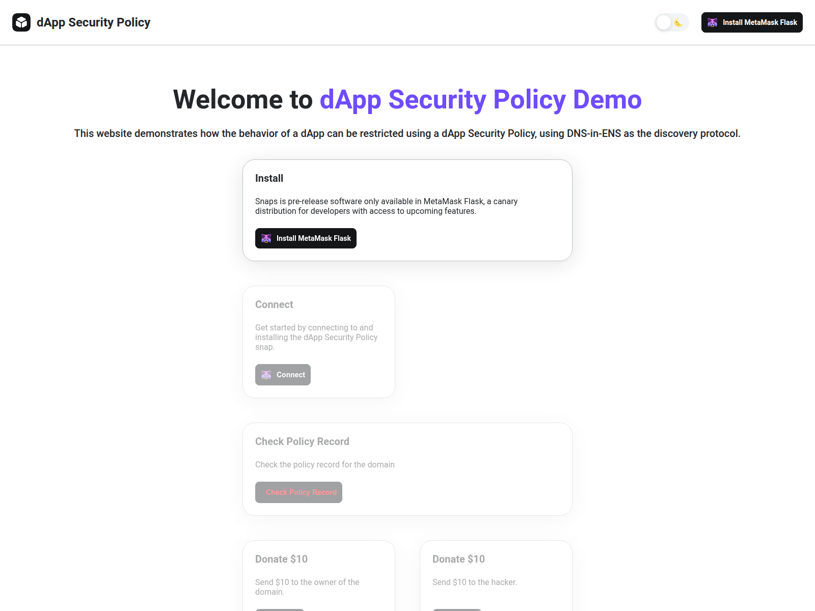 Screenshot of dapp-security-demo.org