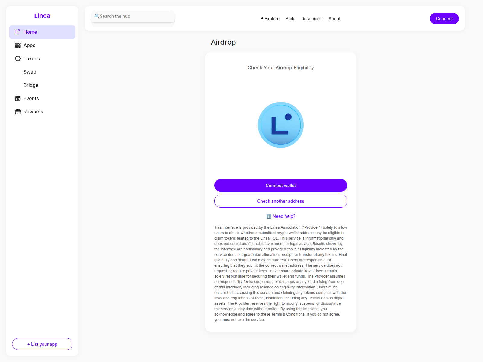 Screenshot of lineairdrop.com