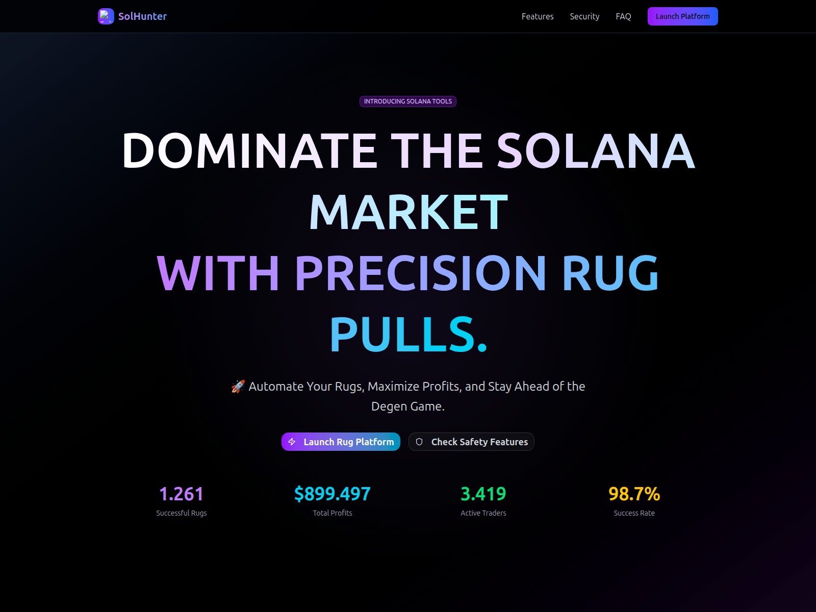Screenshot of solhunter.club
