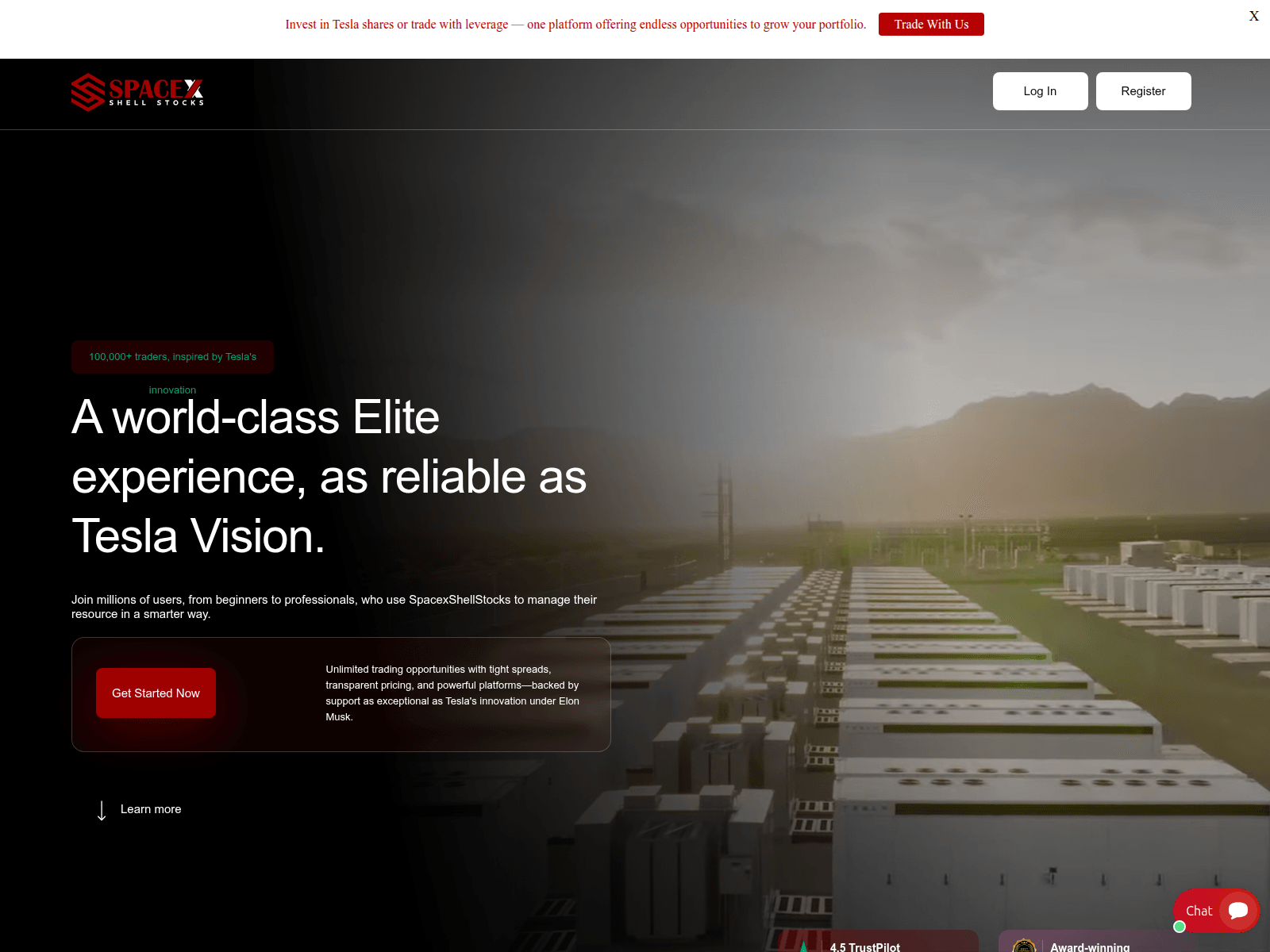 Screenshot of spacexshellstocks.com