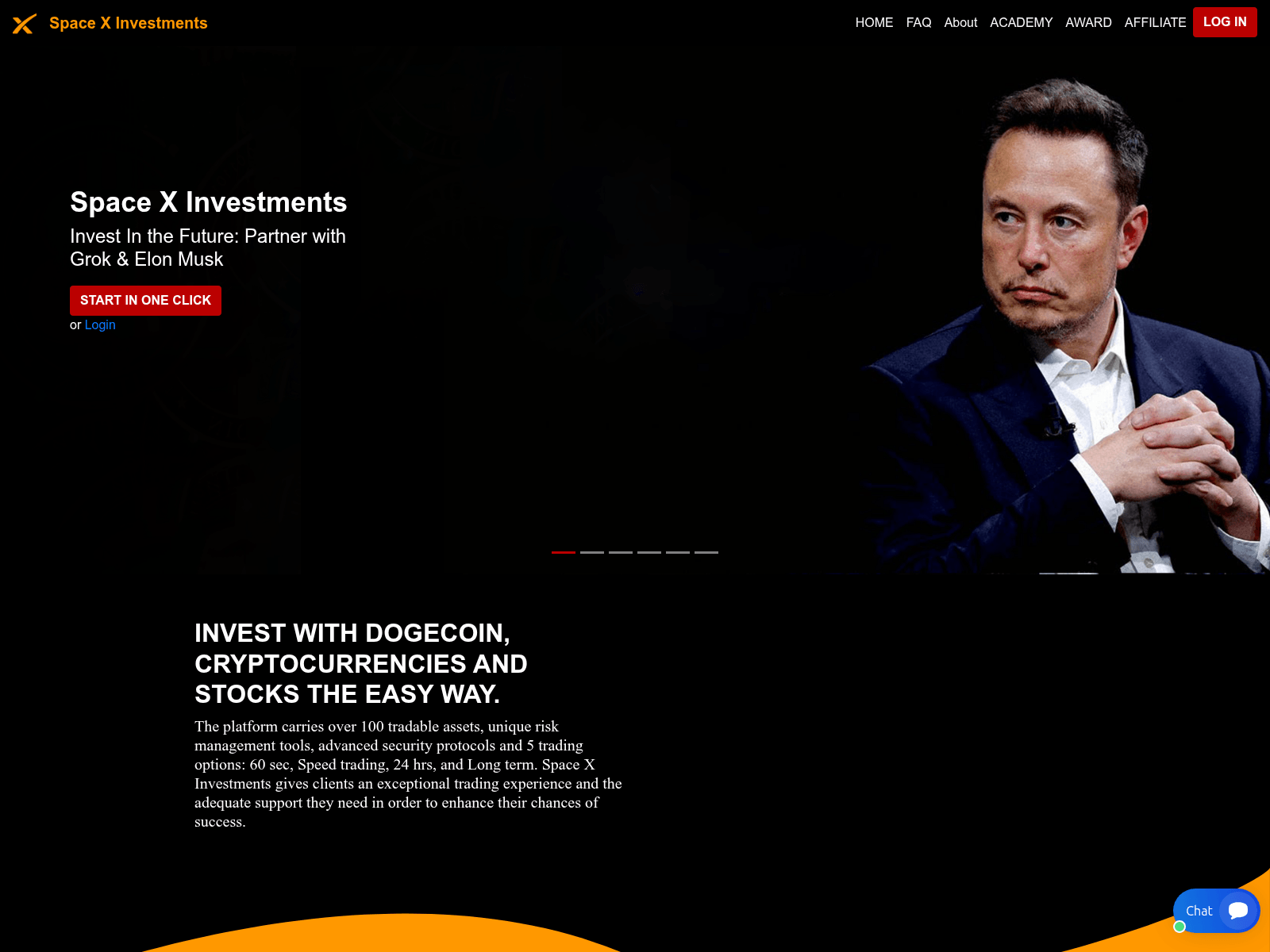 Screenshot of spacexinvestments.com