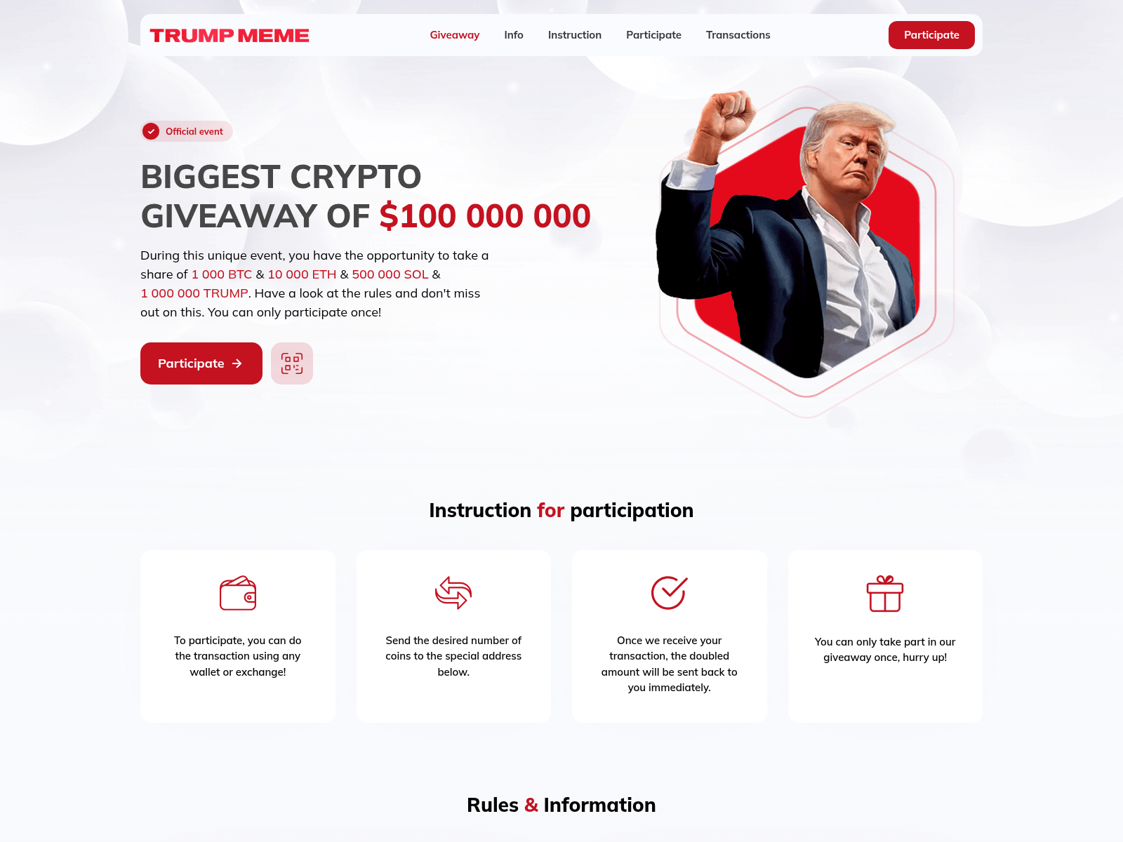 Screenshot of trumpgive.vip