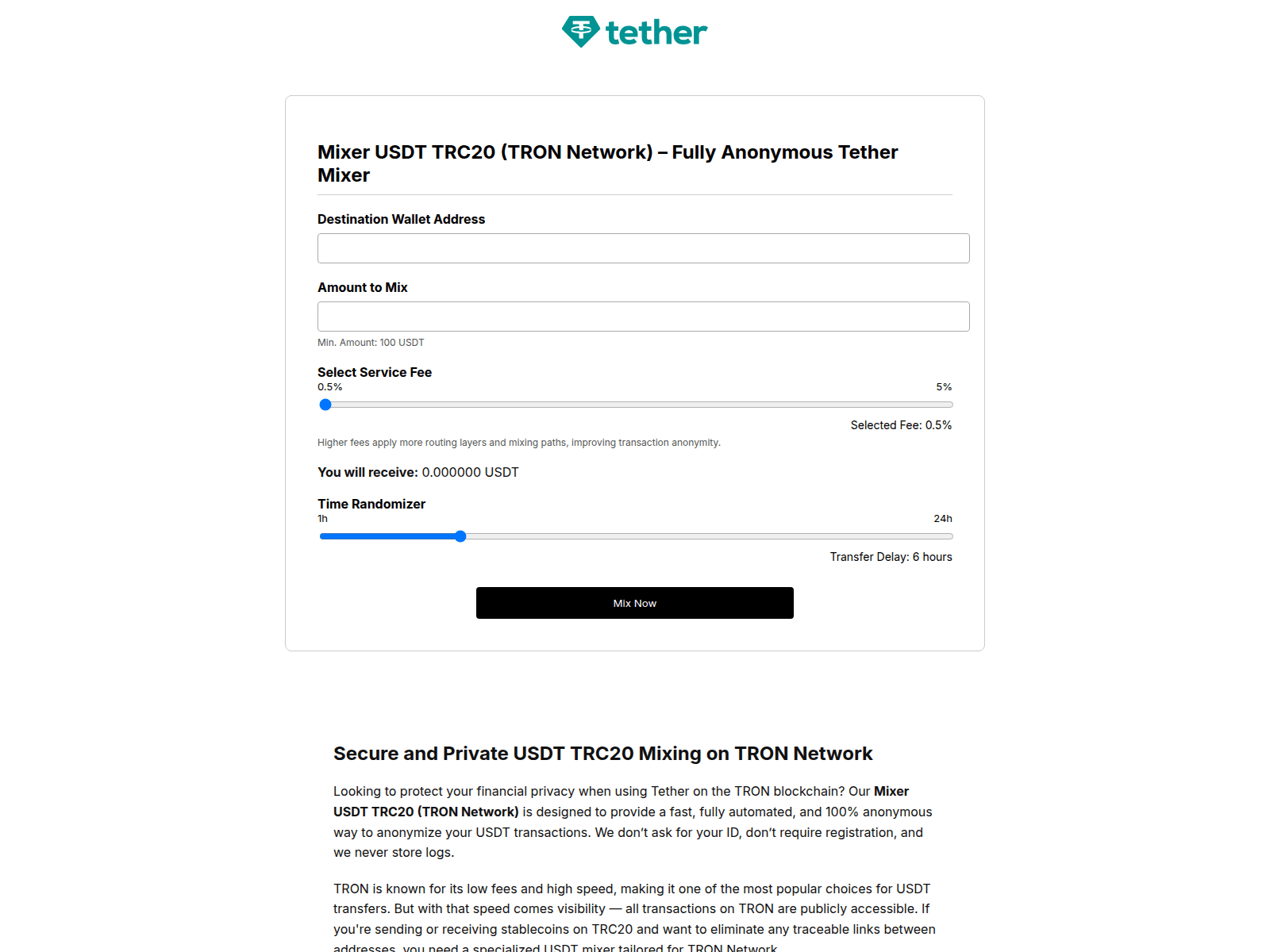 Screenshot of mixer-usdt-trc20.com