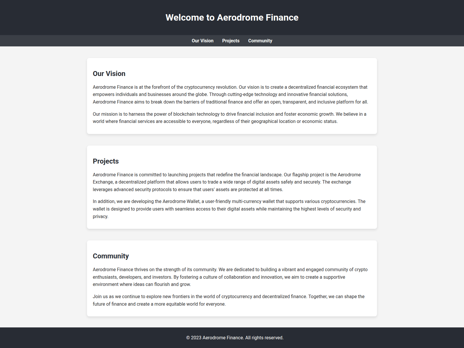 Screenshot of aerodromefinanceapp.live