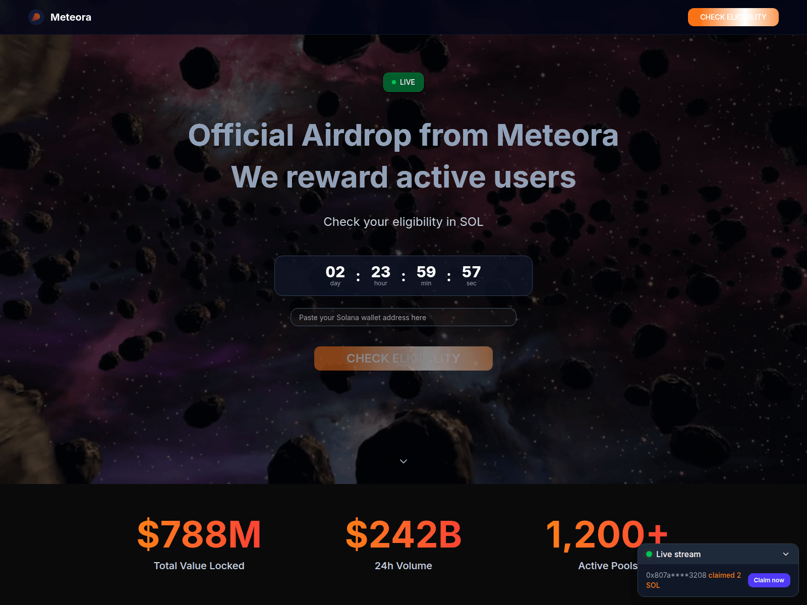 Screenshot of www.meteora-eligibility.online