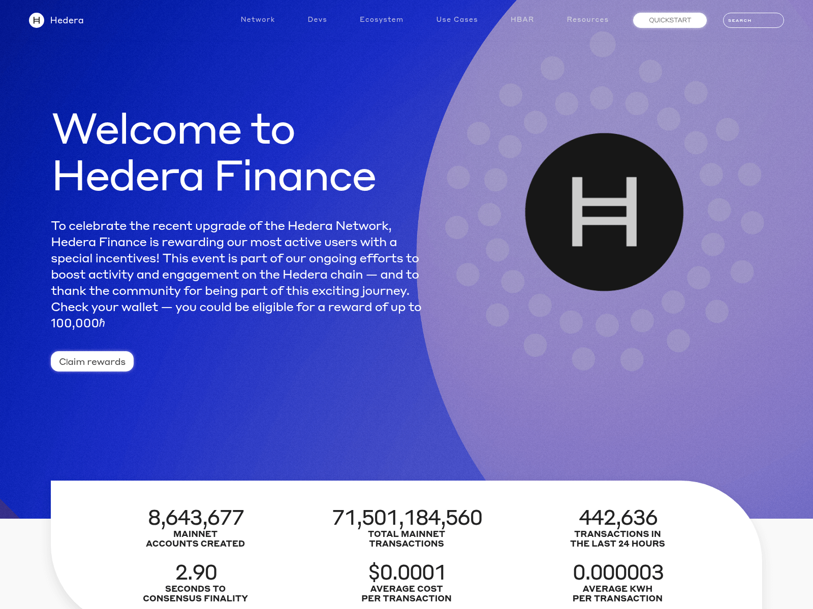 Screenshot of hederafi.live