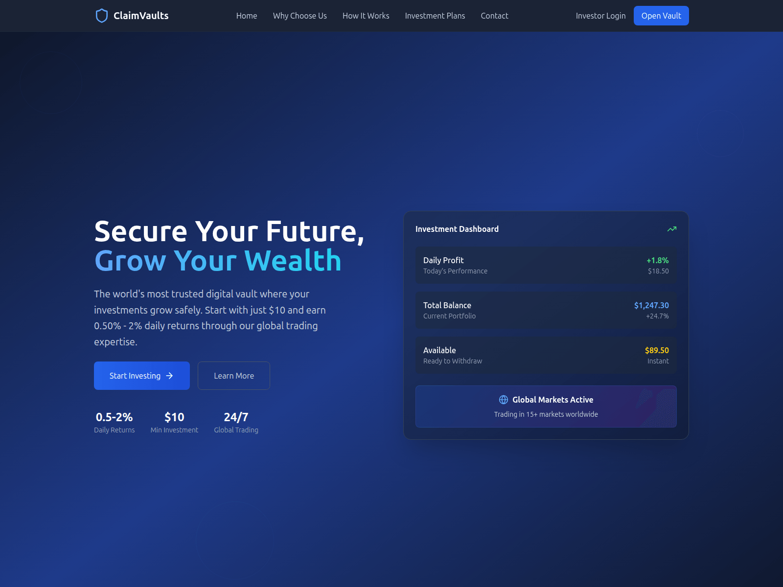 Screenshot of claimvaults.com