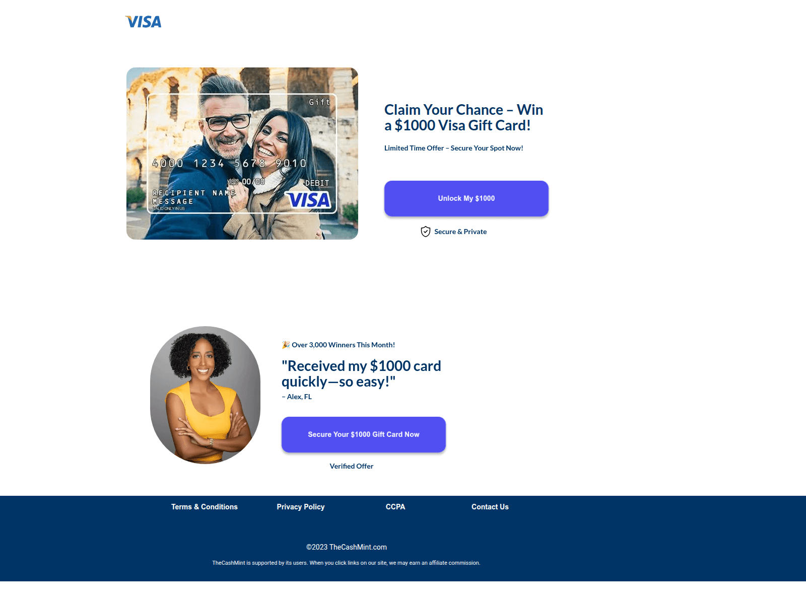 Screenshot of claimmoney.ourprizepack.com