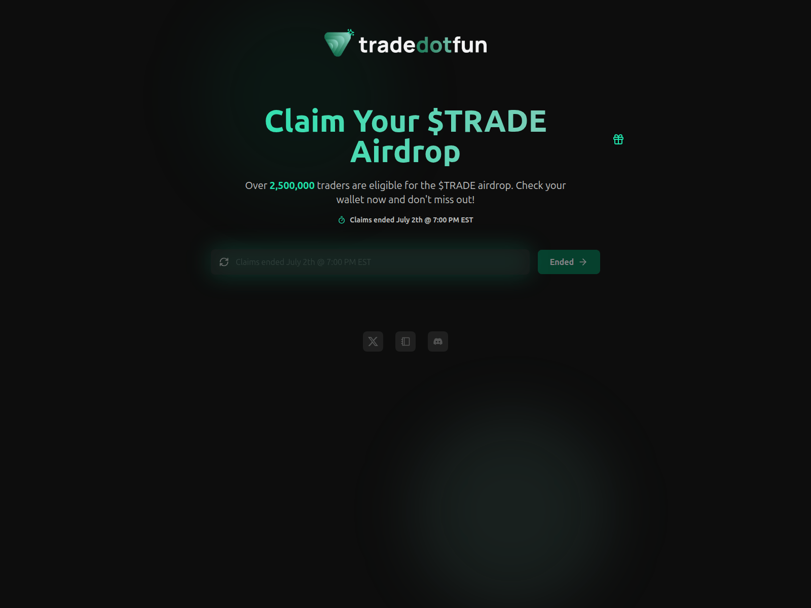Screenshot of claim2.trade.fun