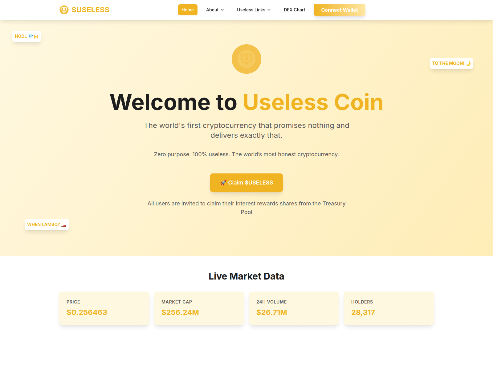 Screenshot of claim.theuselesscoin.world