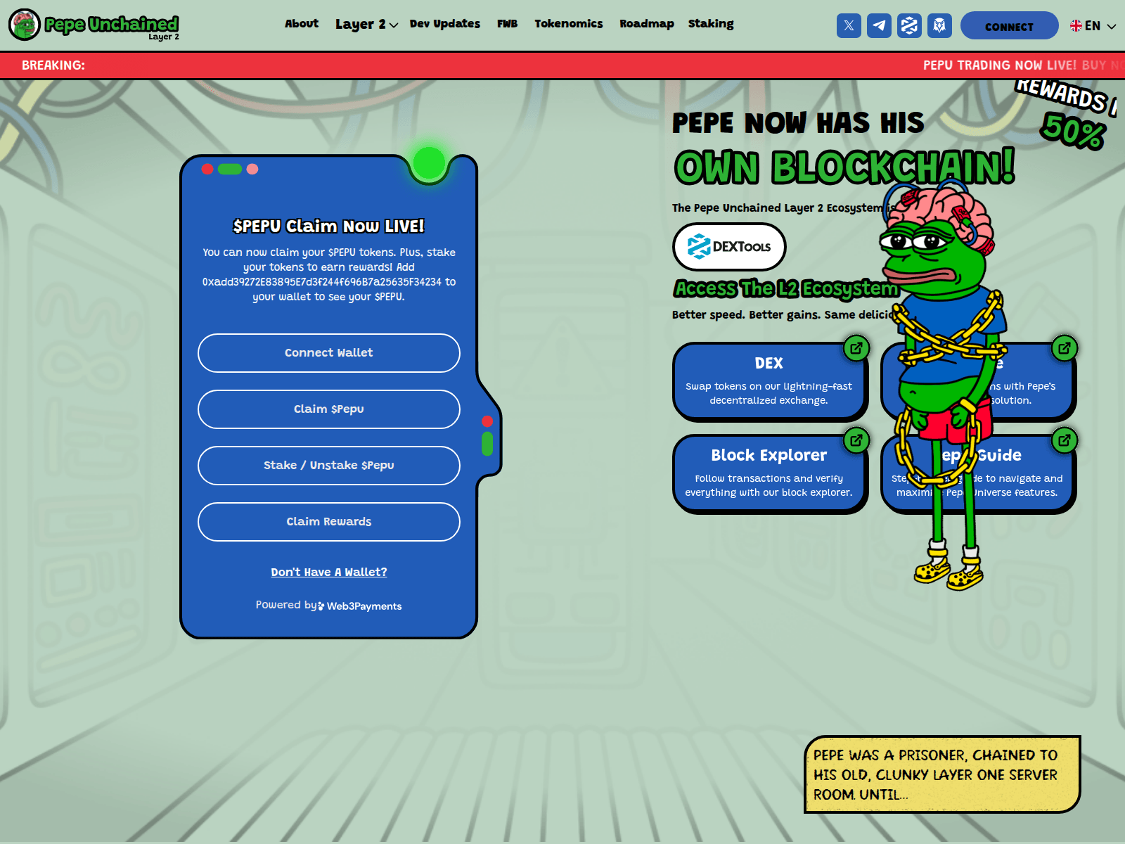Screenshot of claim-pepeuunchained.pages.dev