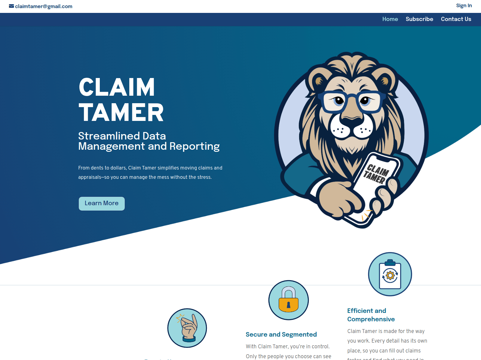 Screenshot of claimtamer.com
