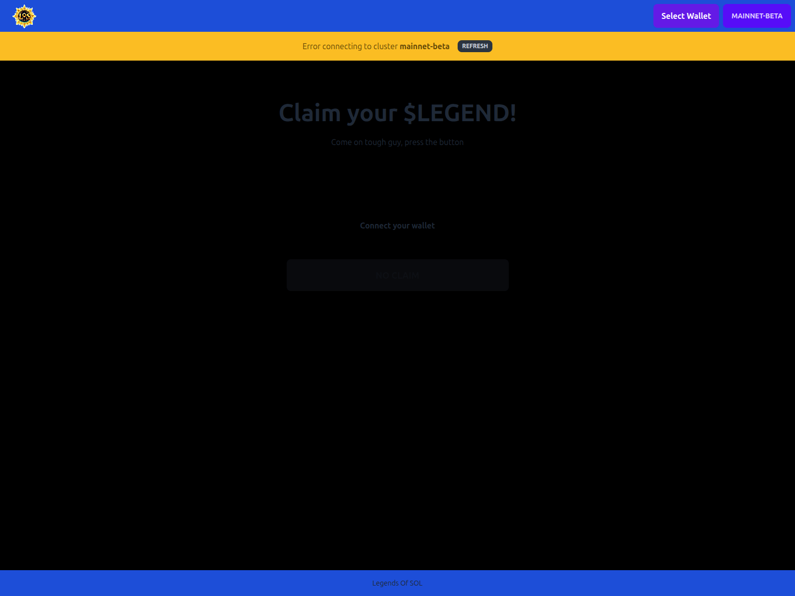 Screenshot of claim.legendsofsol.com