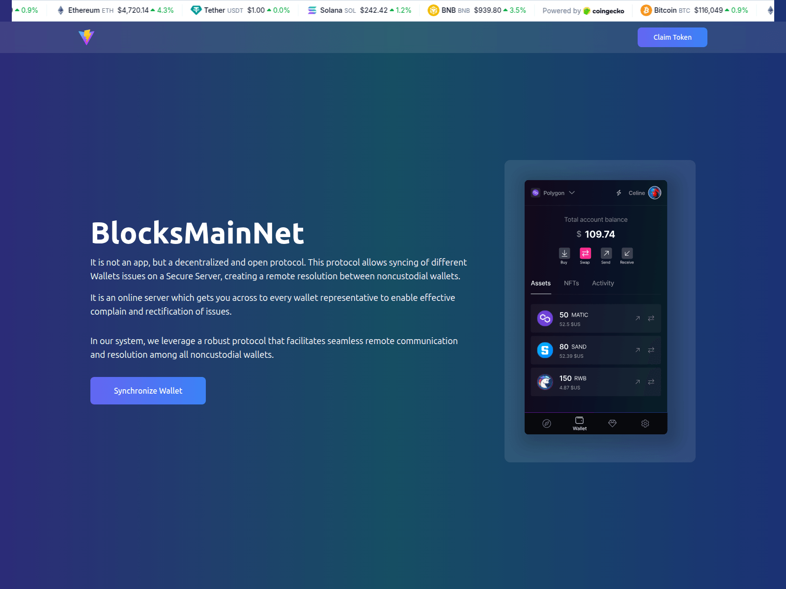 Screenshot of mainnetblock.pages.dev