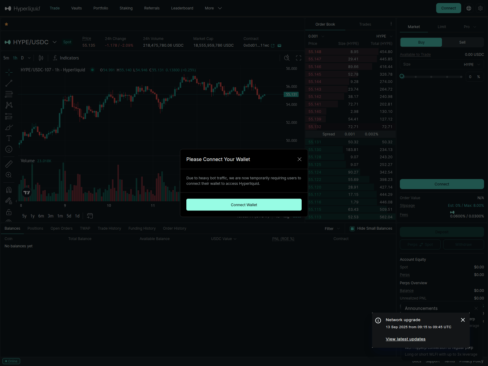 Screenshot of hyuperliquid.com