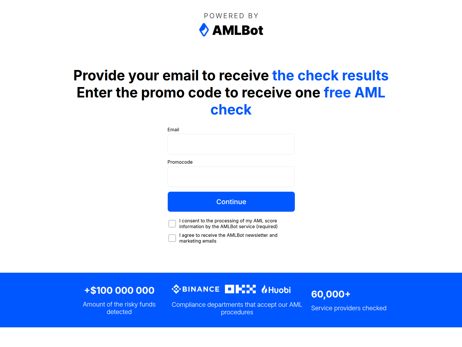 Screenshot of amlbot-promocode.com