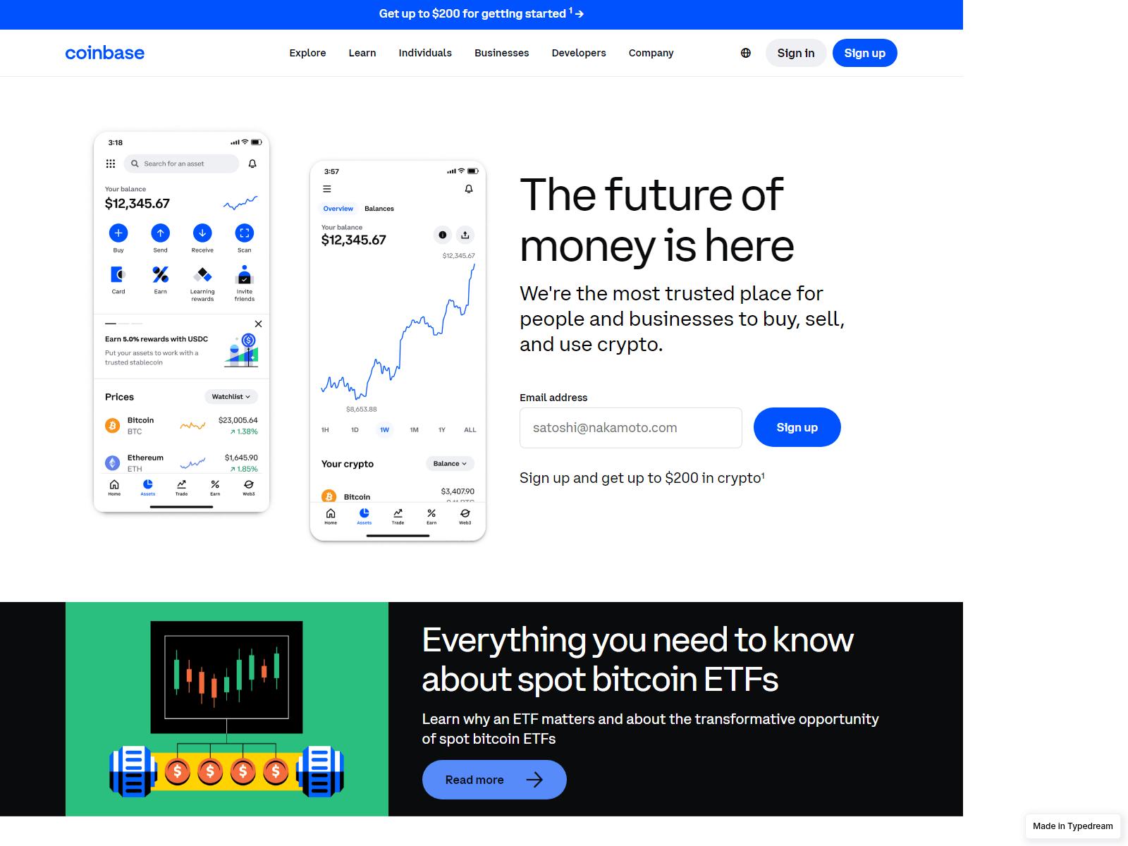 Screenshot of coinbase-wallet-online.typedream.app