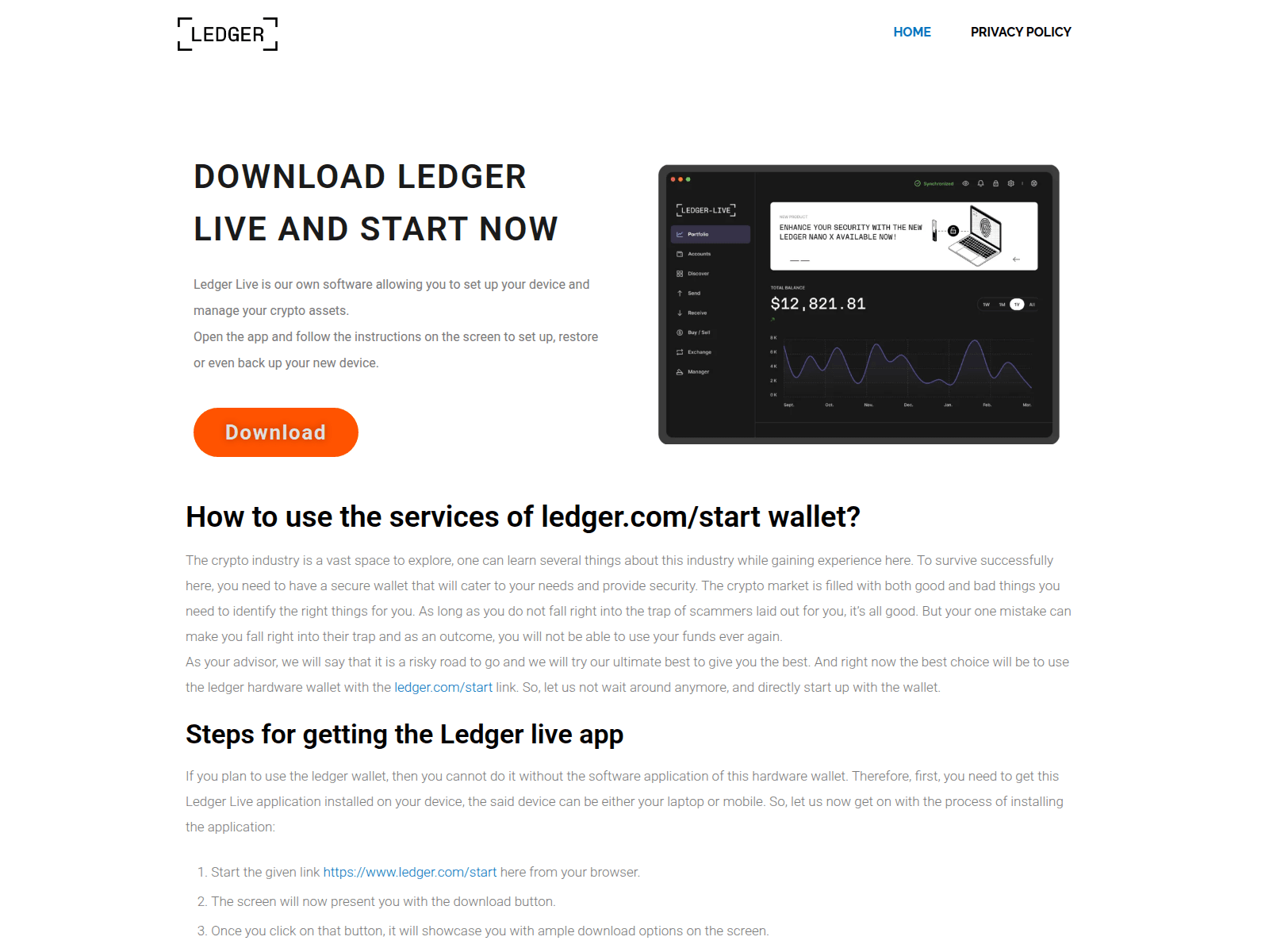 Screenshot of ladgerstart.com