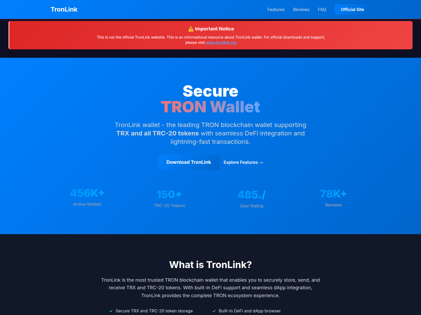 Screenshot of tronlink.co.com