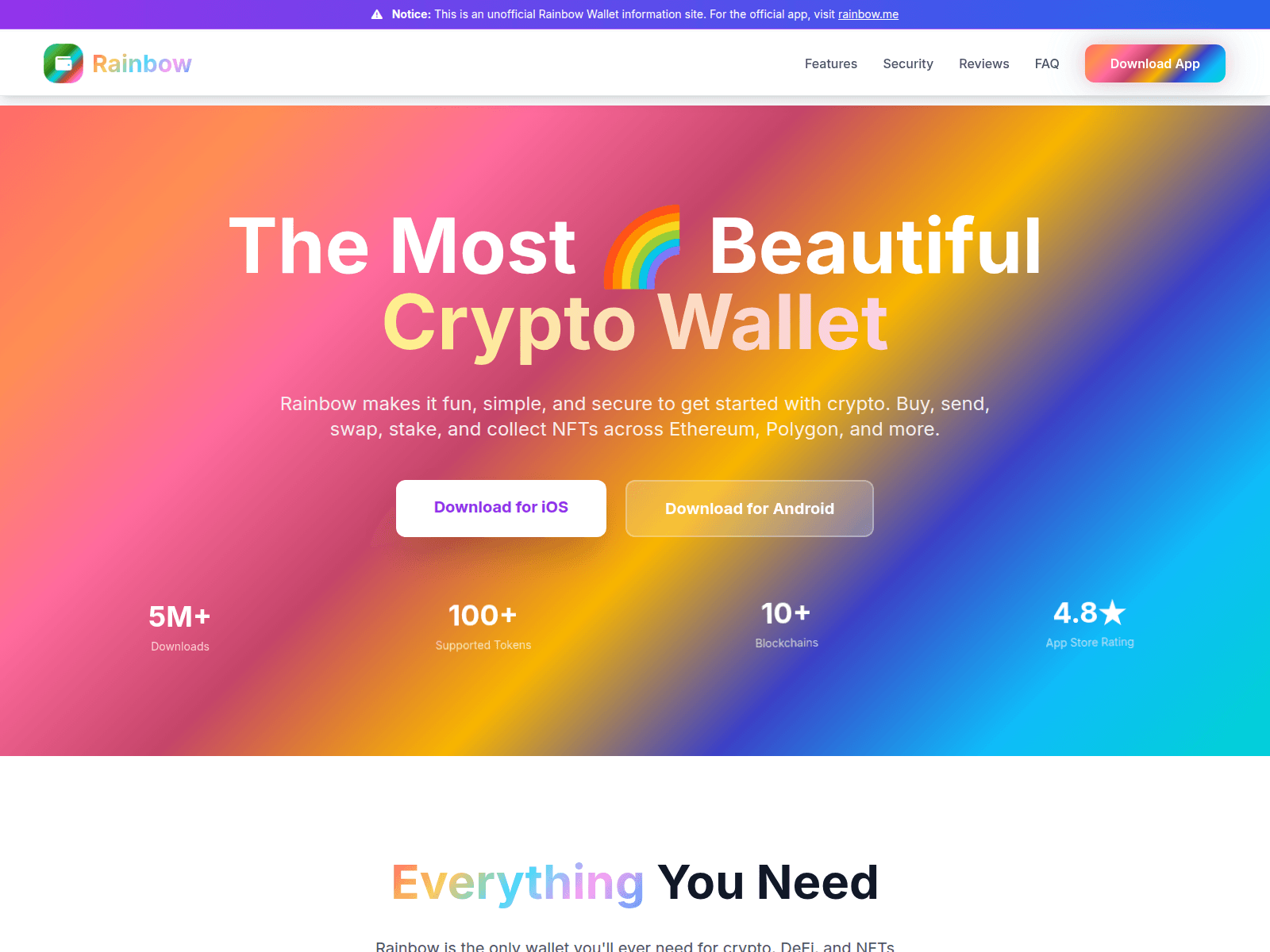 Screenshot of rainbow-wallet.at