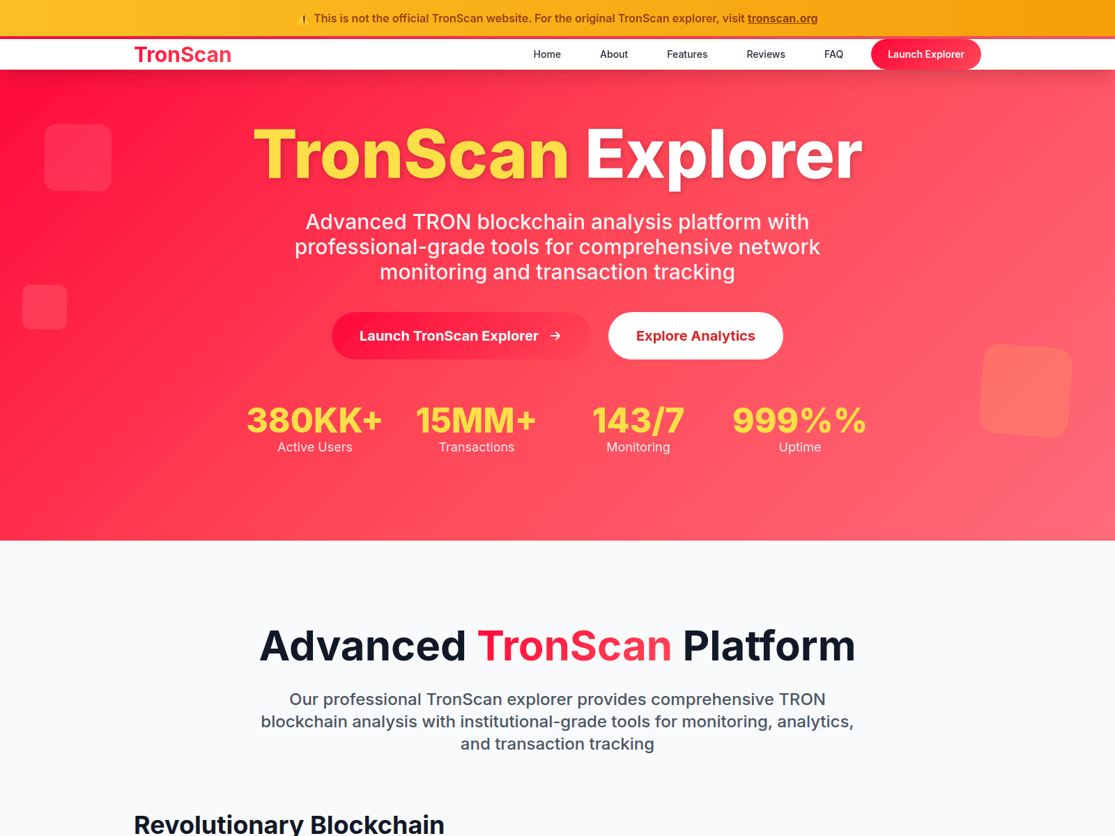 Screenshot of tronscan.co.com