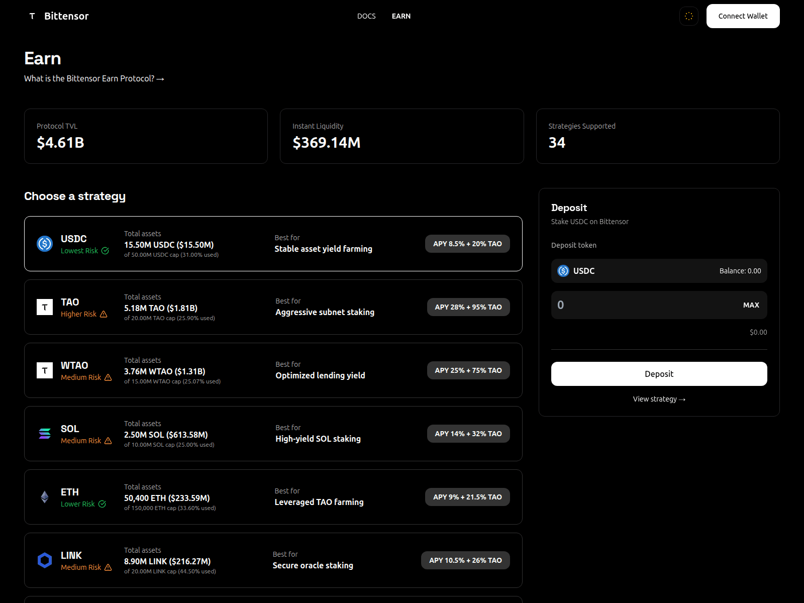 Screenshot of earn.bittensor-ai.us