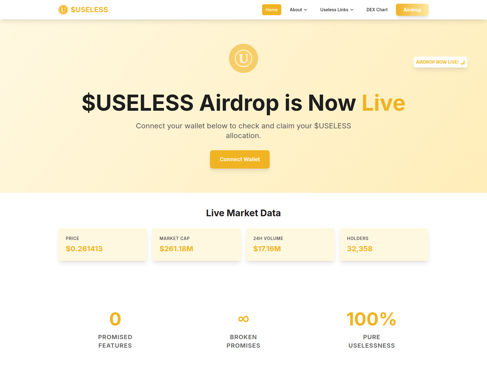 Screenshot of uselesscoin.net