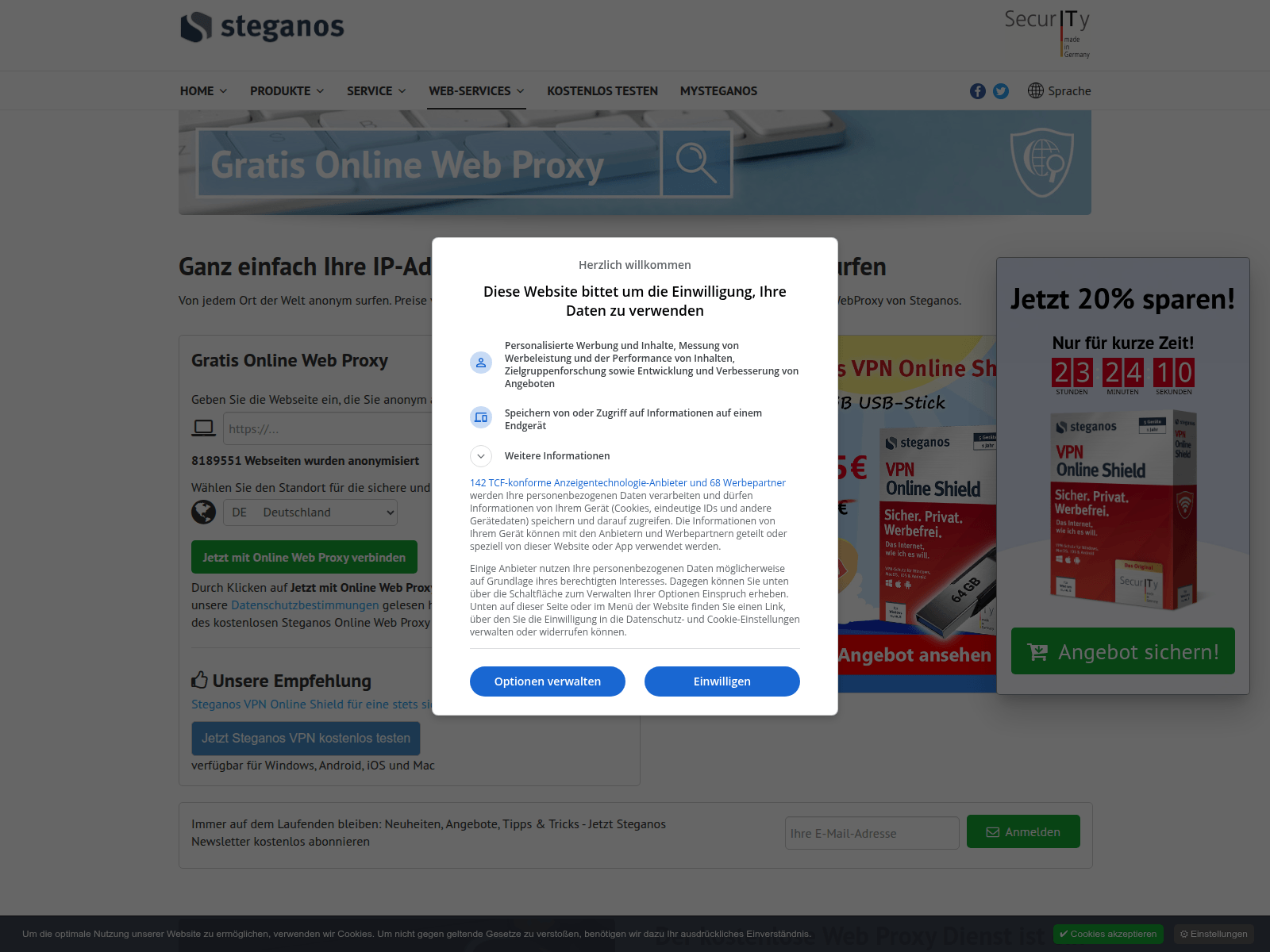 Forensic screenshot of proxy-de.steganos.com