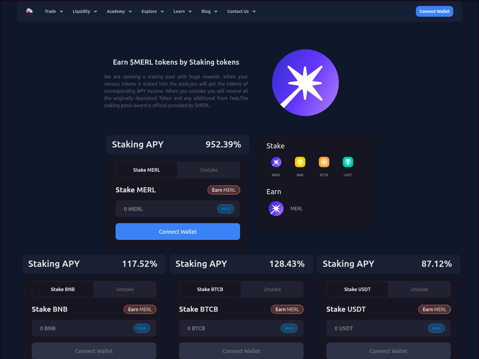 Screenshot of merlinchain.sushiswap.info