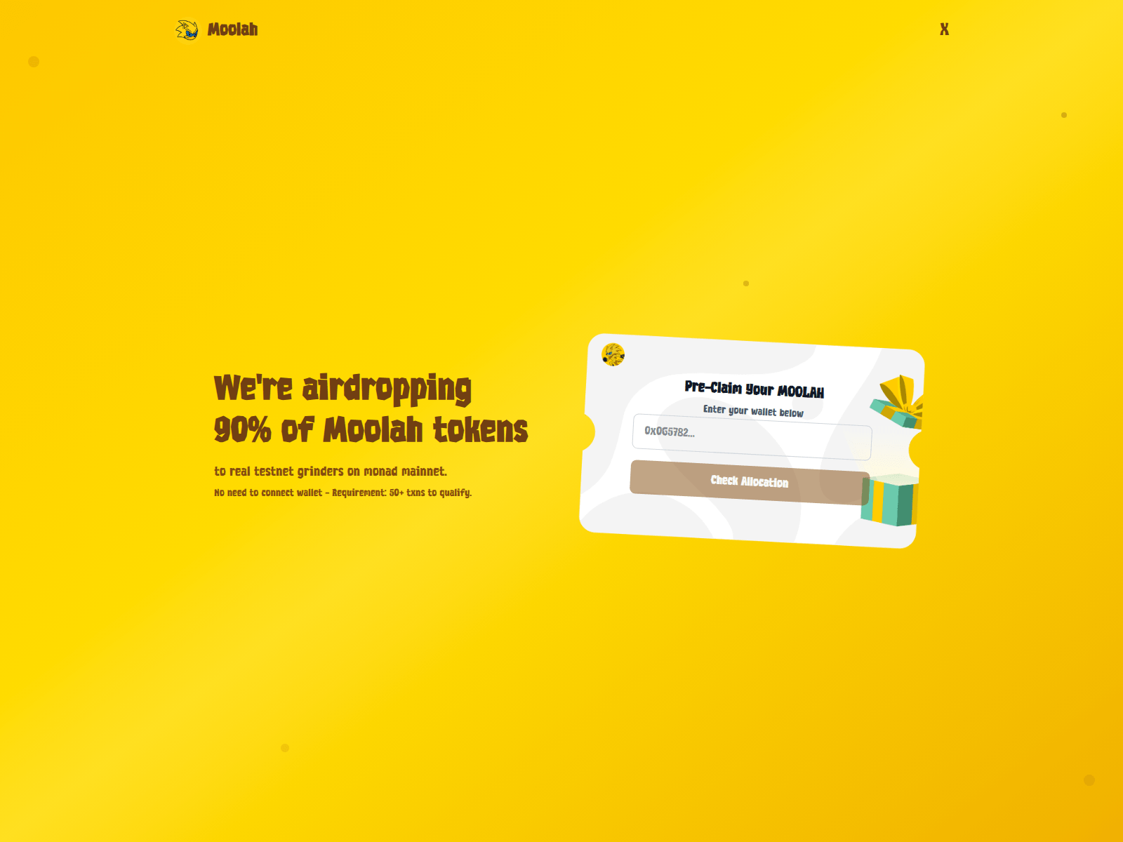 Screenshot of airdrop.moolahnad.xyz
