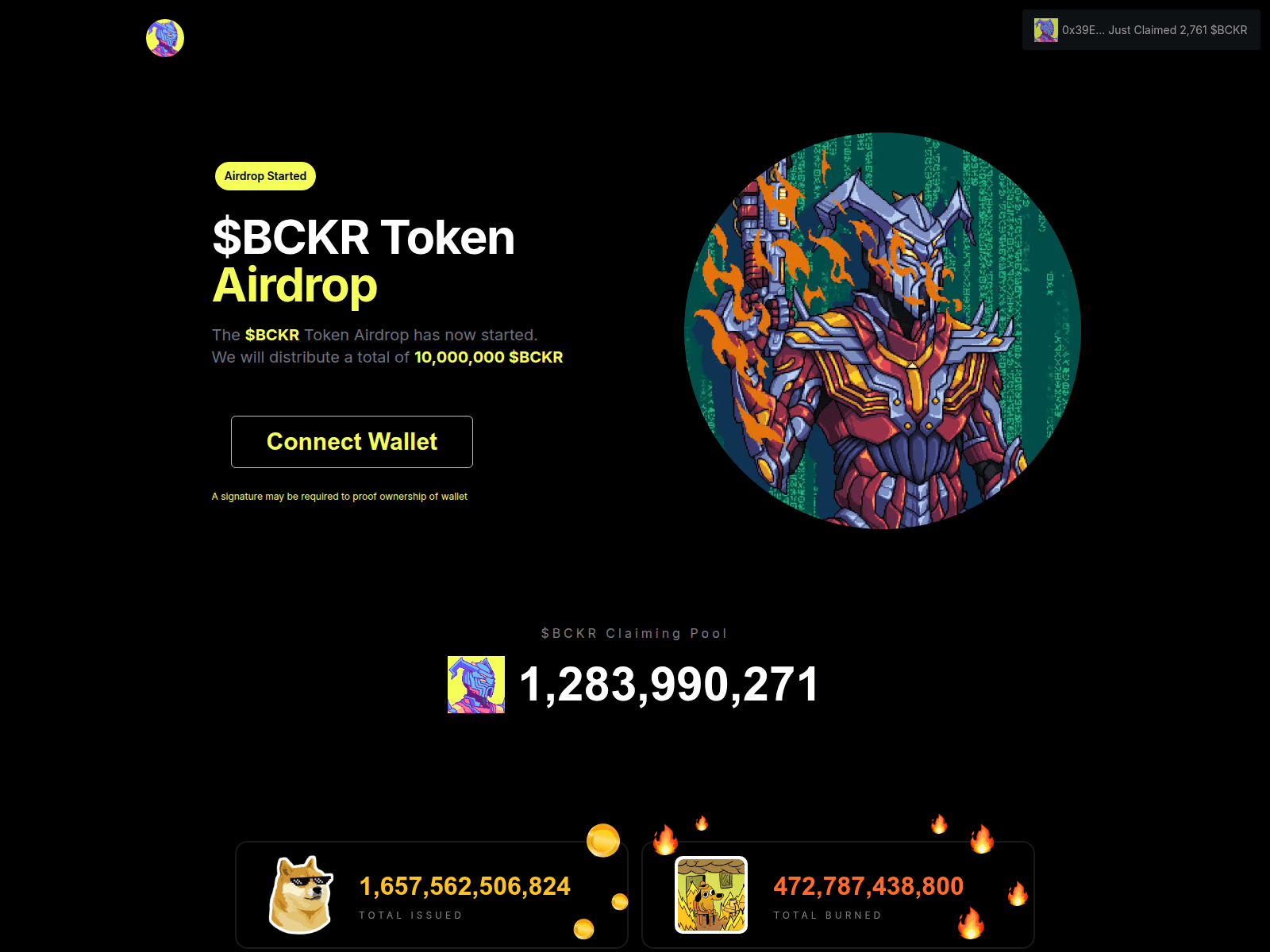 Screenshot of bckrmemeonsol.com