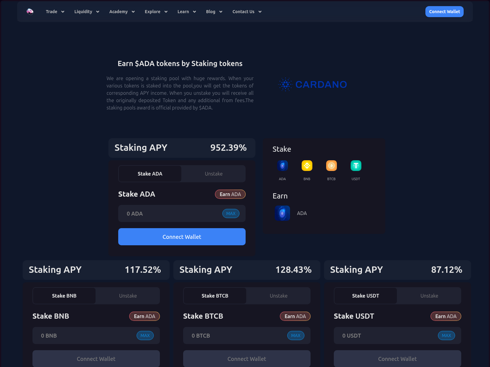 Screenshot of cardano.sushi.baby