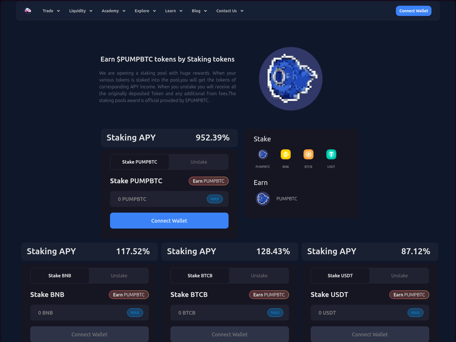 Screenshot of pumpbtc.sushi.baby