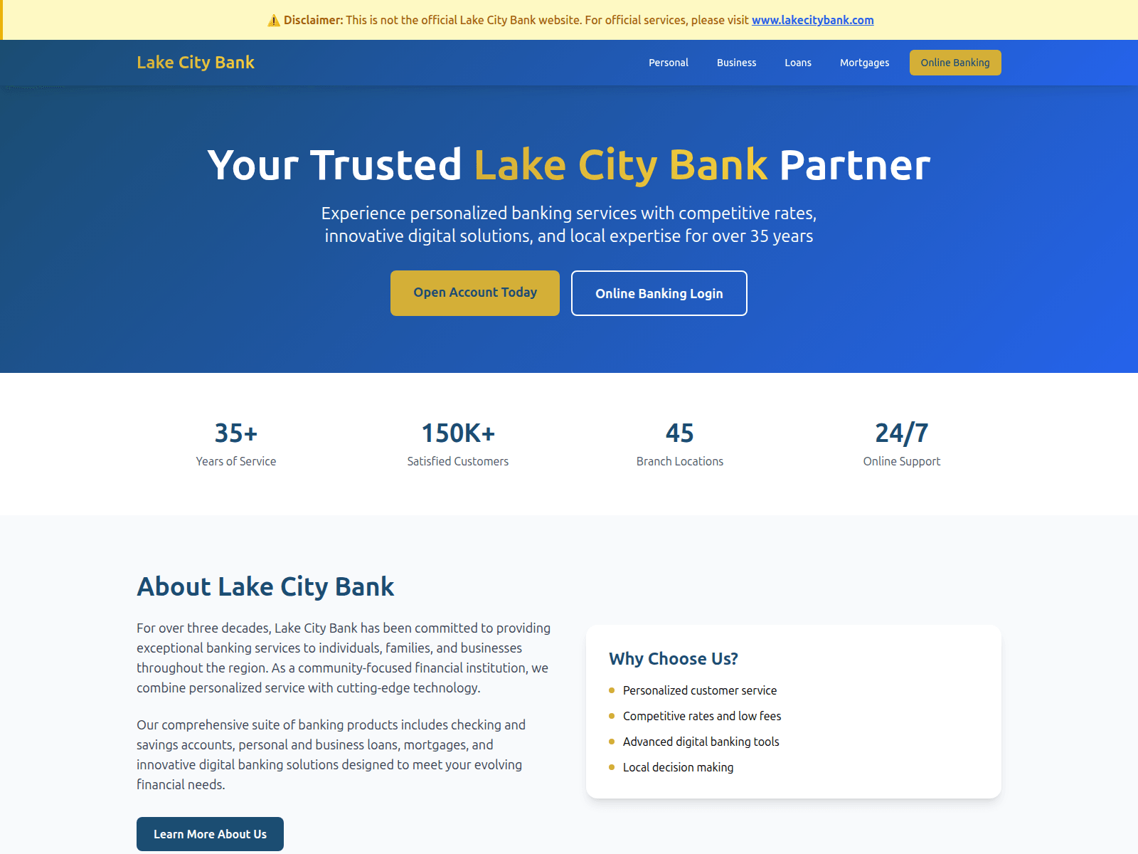 Screenshot of lakecity-bank.co.com