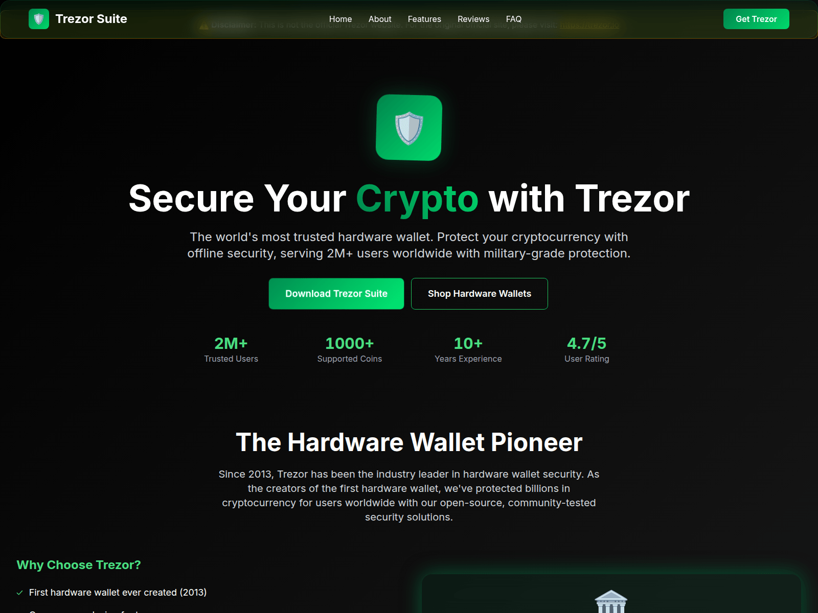 Screenshot of suite-trezor.co.com