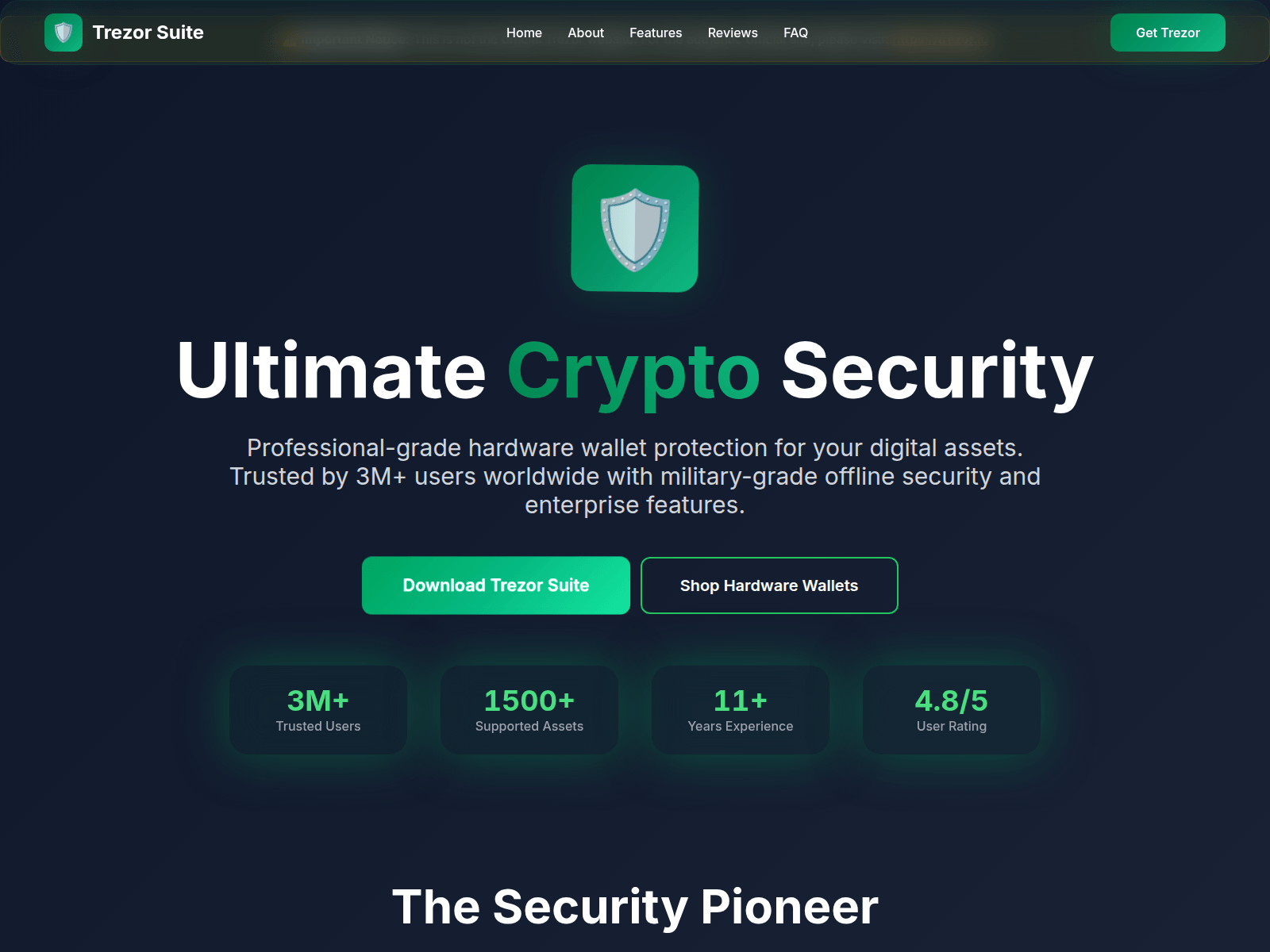 Screenshot of trezor-suite.co.com