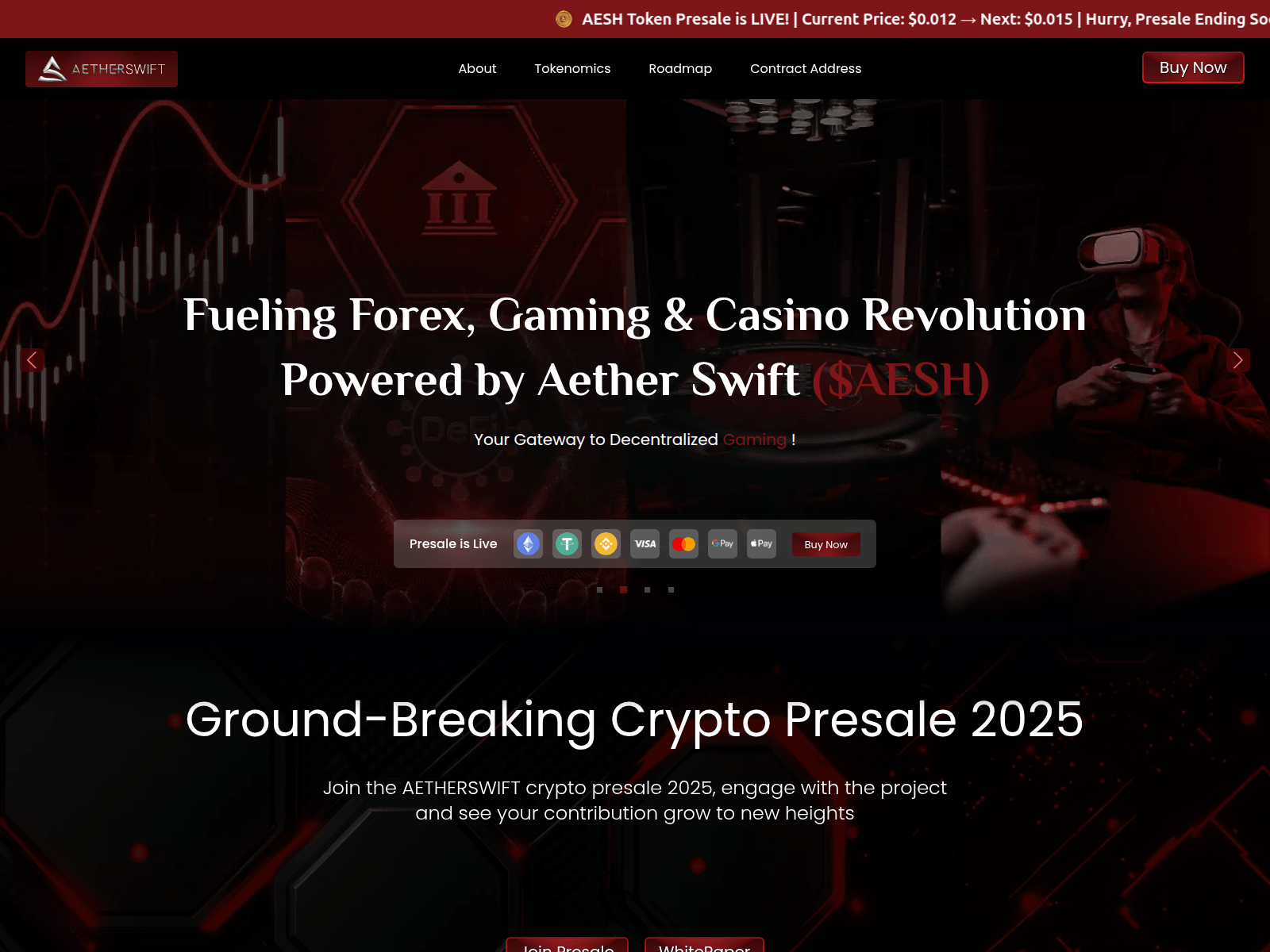 Screenshot of aetherswift.com