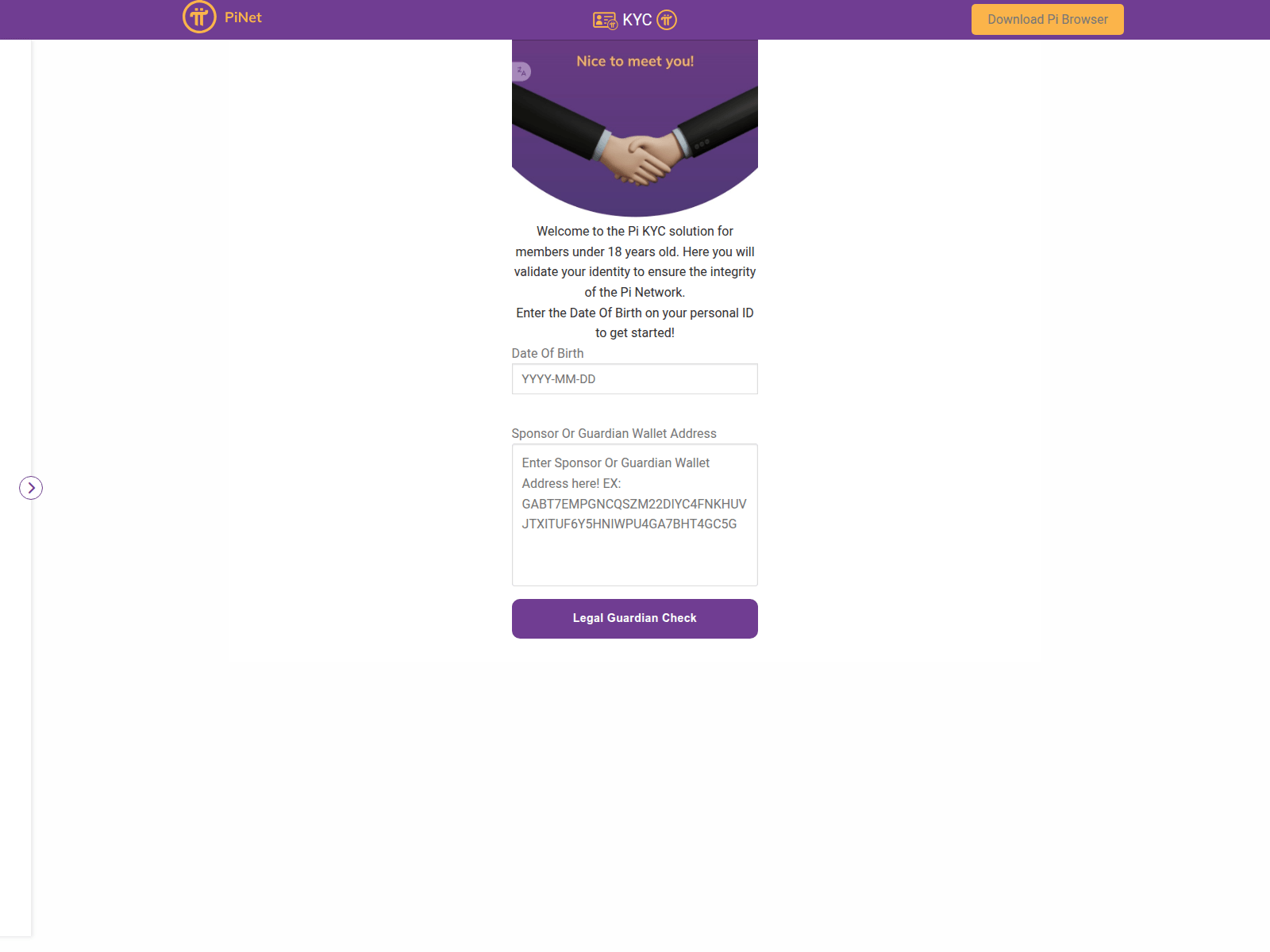 Screenshot of kycpinet.com