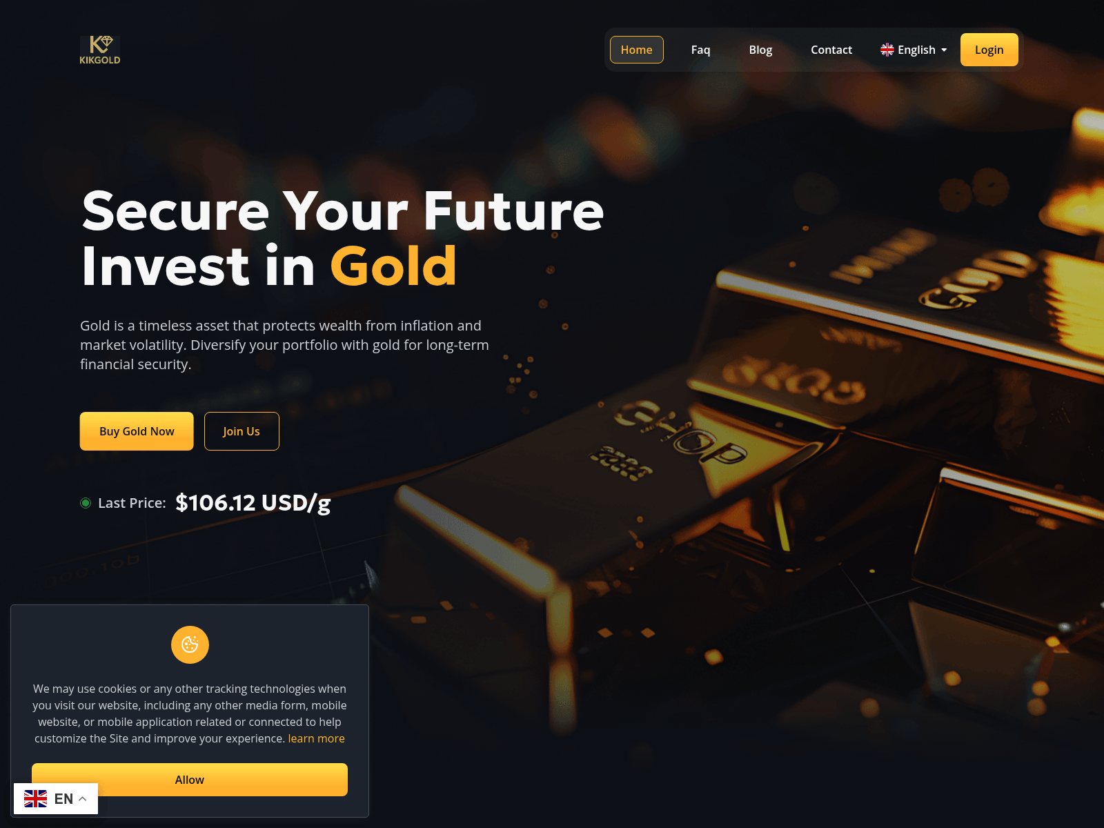 Screenshot of kikgold.org