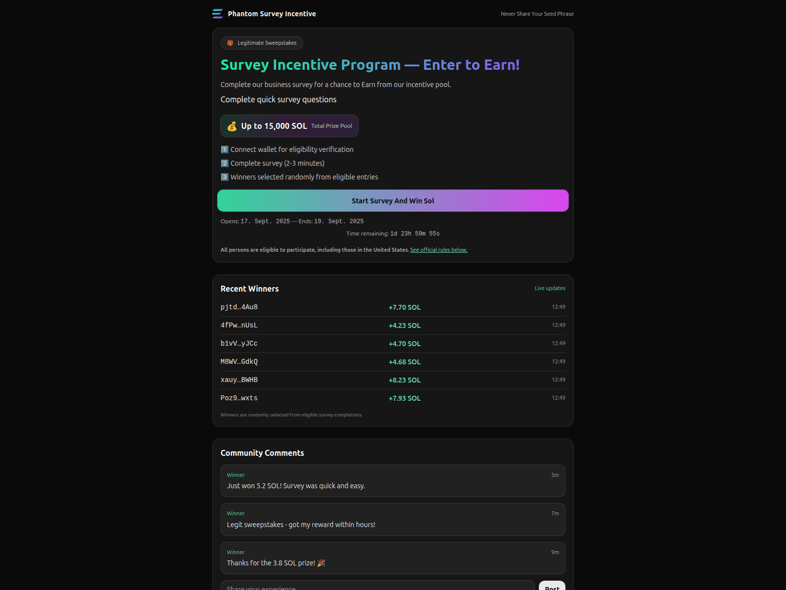 Screenshot of usersurvey.live