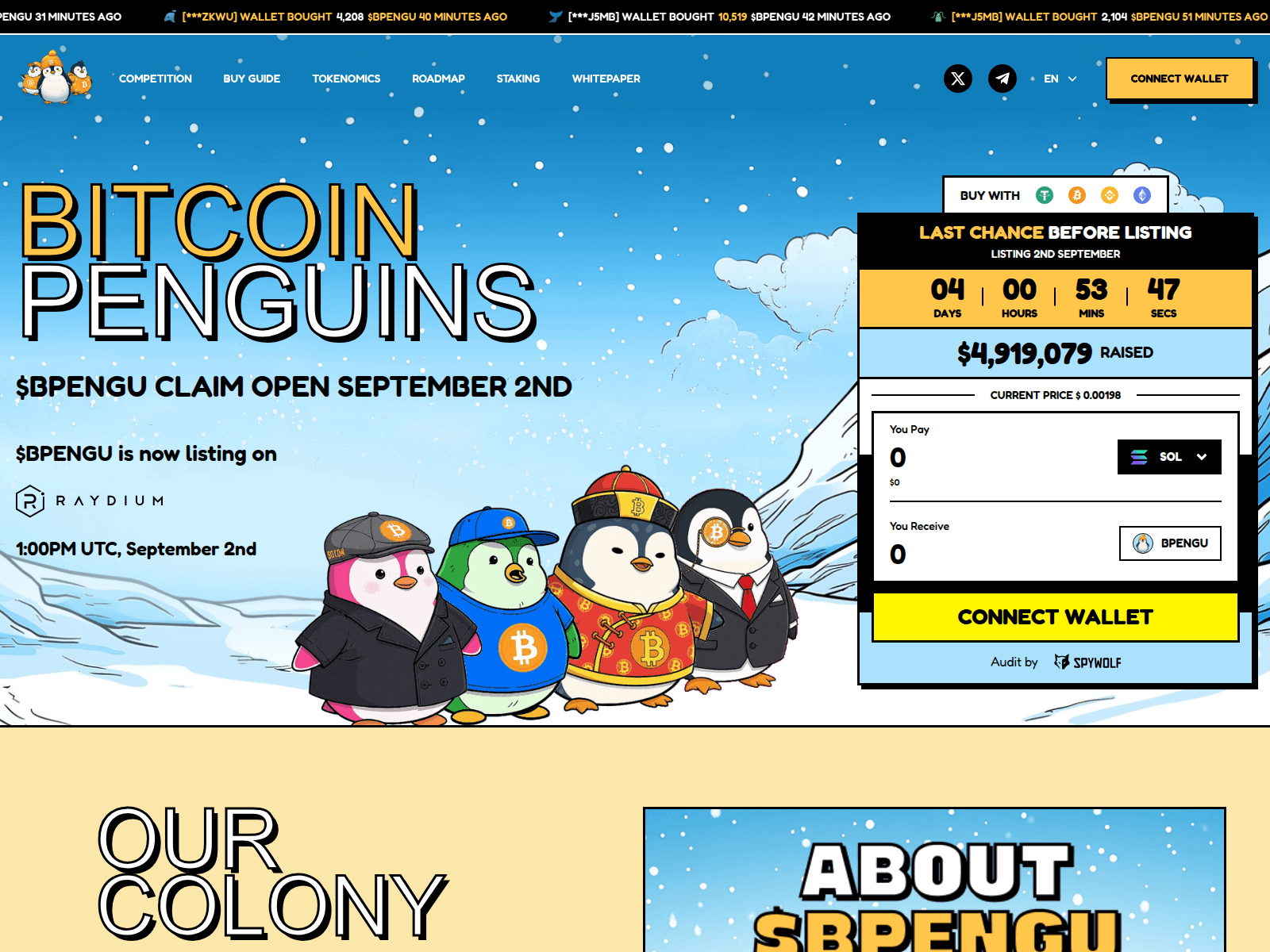 Screenshot of bitcoinpenguins-claim.com