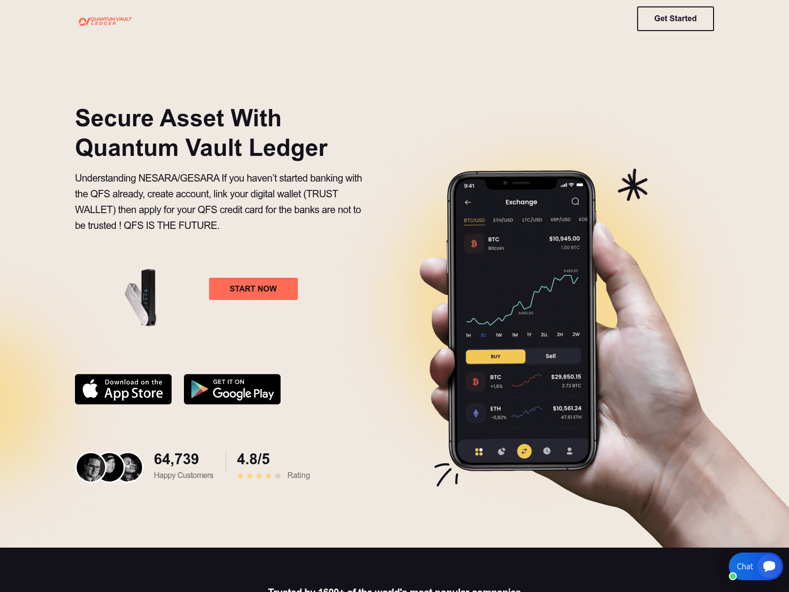 Screenshot of quantumvault-ledger.com