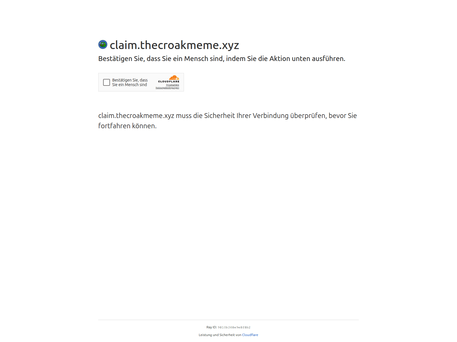 Screenshot of claim.thecroakmeme.xyz
